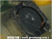 使用銀(Ag)鍍層的電源電感器(Power Inductors)，經(jīng)過推力測(cè)試后，零件端點(diǎn)上已經(jīng)看不到任何鍍層的痕跡了，所以其耐推力就比較小。