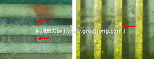 如果擔心這個方法可能對弄斷銅箔線路，也可以試著將銅箔線路旁沒有銅箔的位置切開，然后試著撕開剝離外層護膜(cover film)，達到相同的目的