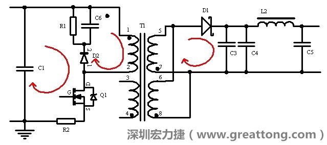 元件布局的時(shí)候，要優(yōu)先考慮高頻脈沖電流和大電流的環(huán)路面積，盡可能地減小,以抑制開(kāi)關(guān)電源的輻射干擾