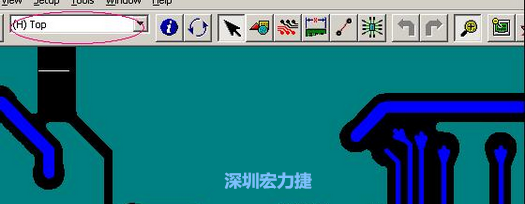 如果圖形像下圖一樣無法顯示鉆孔，只須圖（186）將紅色圈住的活動層改為當(dāng)前顯示層即可。