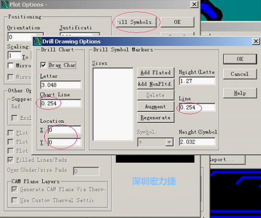 轉(zhuǎn)孔圖時(shí)也需在Customize Document欄點(diǎn)擊Option，在彈出的Plot Options-窗口中選擇Drill Symbols