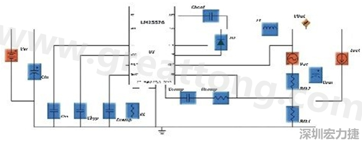 參考圖1的電流通路：把FET在導(dǎo)通狀態(tài)下流經(jīng)的通路標(biāo)記為紅色；把FET在關(guān)斷狀態(tài)下的迴路標(biāo)記為綠色。