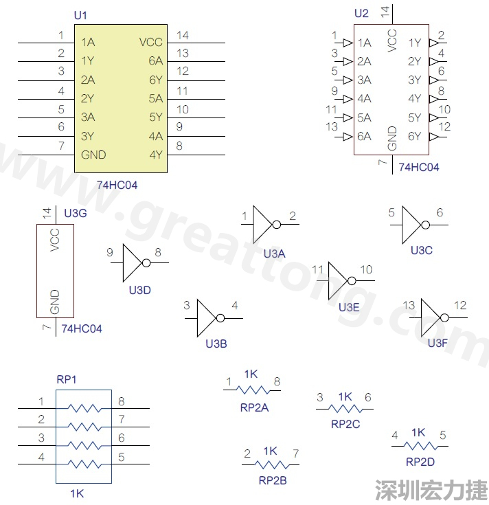 圖1 半導(dǎo)體元件供應(yīng)商所畫的電路圖符號是模擬元件的接腳圖，而非訊號流程。