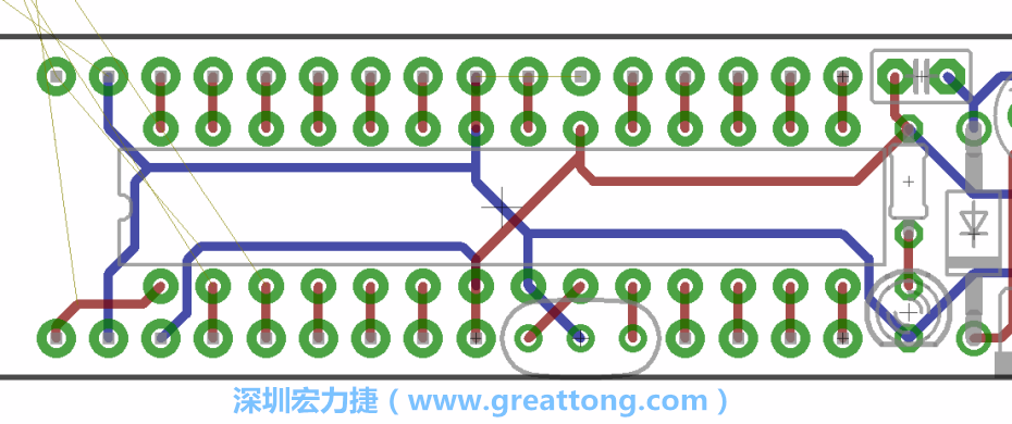 如果可以的話盡量讓接地線保持在電路板的背面，這樣它們就可以在可能范圍內(nèi)和最大的接地面連結(jié)在一起。