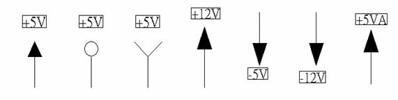 電源符號(hào)有下列幾種，可使用鍵盤 [Ctrl + Tab] 鍵切換：