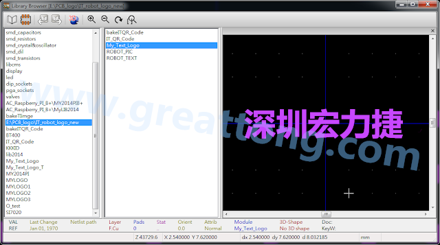 進行相同的程序， 目前這個Library IT_robot_logo_new.mod就包含了多個footprint于其內(nèi)。